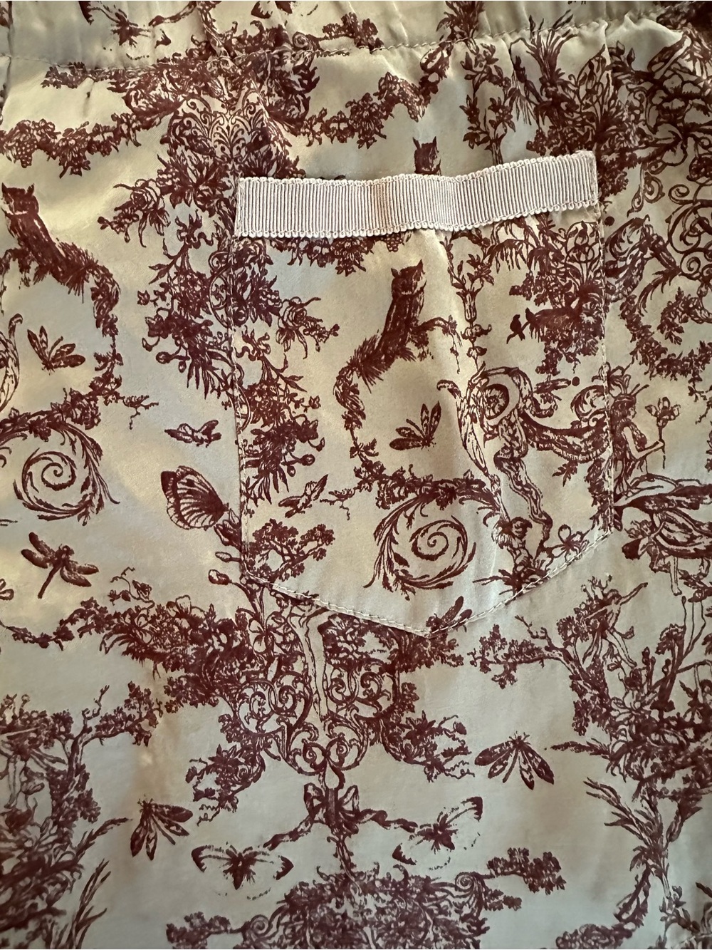 Women's silk Printed Sleep Shorts - Dusty Pink Toile - Picture 4 of 6
